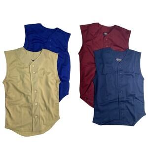 4 New Tag Team Uniform Youth Medium Button Down Sport Mesh Jersey Tank Top Vests